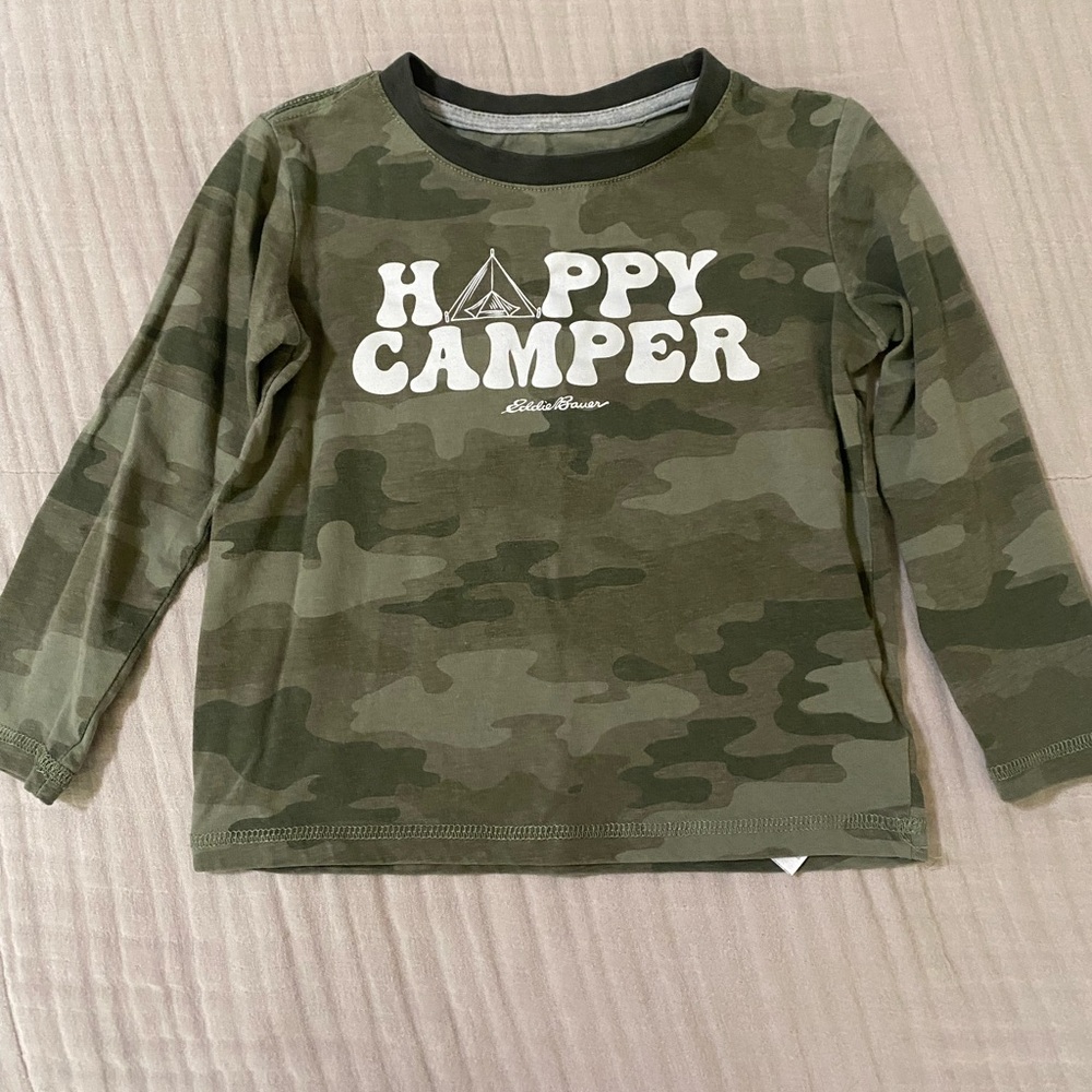Eddie Bauer Kids Camo Green Happy Camper Shirt
